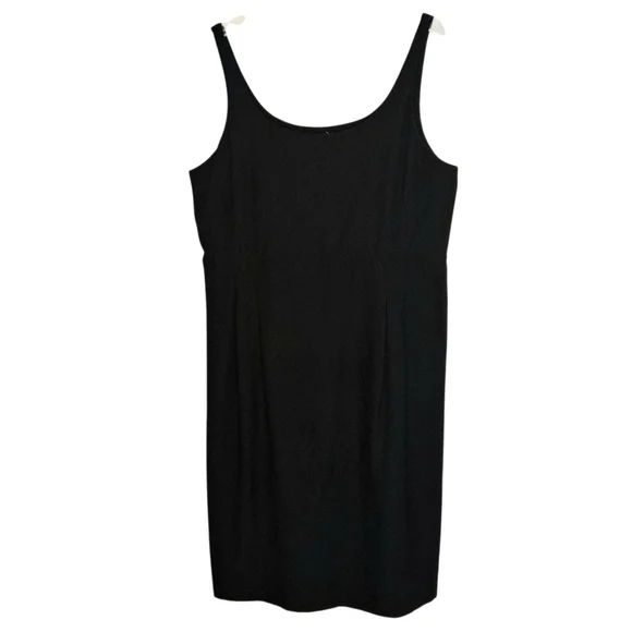 Eileen Fisher Stretch Crepe Sleeveless Sheath Dress Sz Large Black LBD - Picture 2 of 9